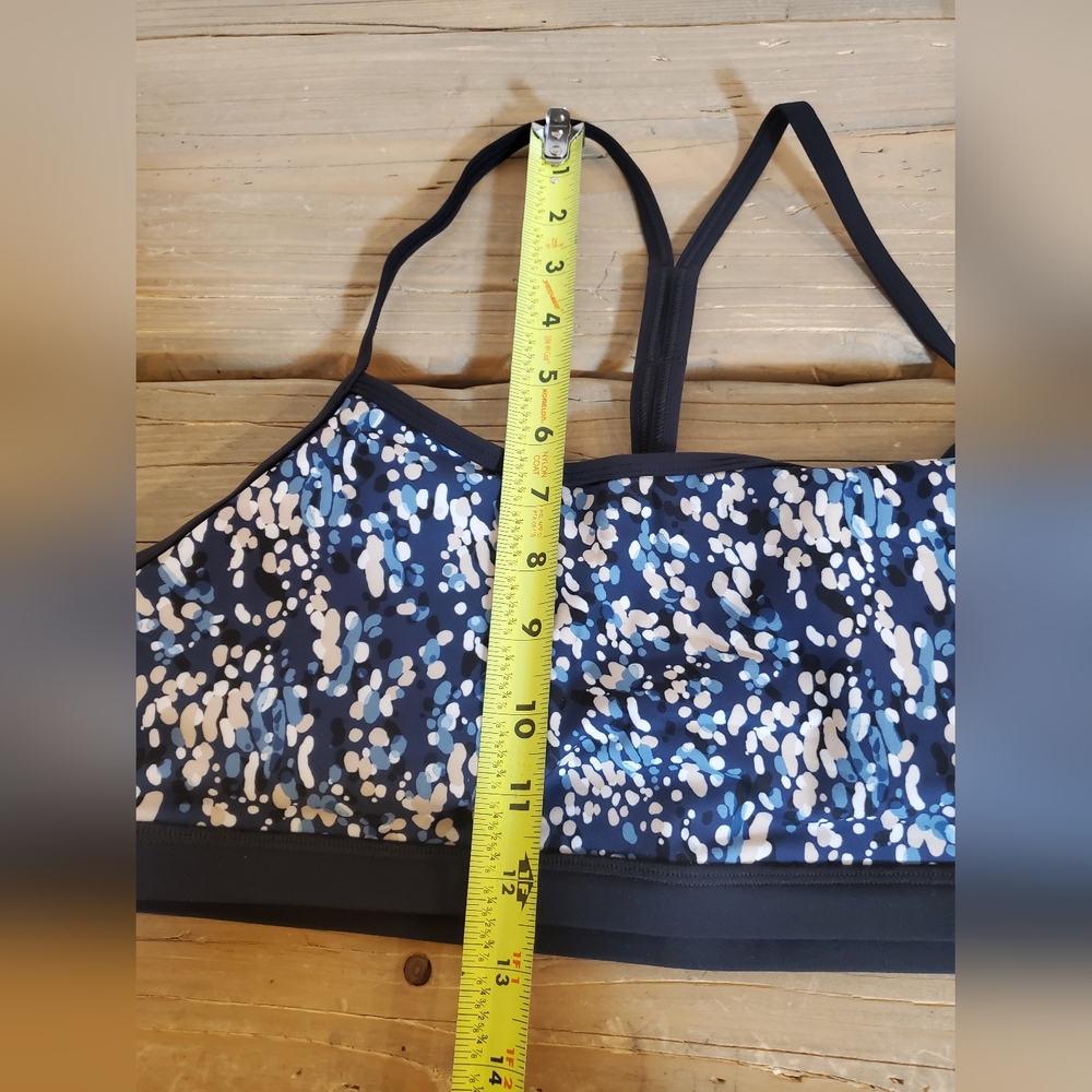 Johnny Was Calme Endurance Sports Bra II Cross Back NWT XLarge Blue Spots - Picture 2 of 5
